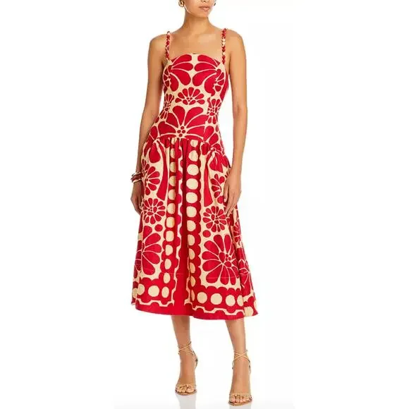 chinese dress ladies Red Palermo Sleeveless Midi Dress – FARM Rio